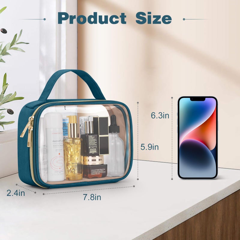 Wedama TSA Approved Toiletry Bag, 2 Pack Clear Makeup Bags with Handles, Quart Size Clear Toiletry Bags, PVC Cosmetic Bag for Women and Men, Carry on Airport Airline Compliant Bag, Til Blue - Image 3